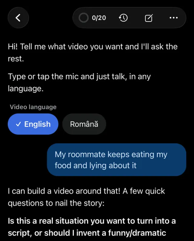GifChat AI assistant: the user types 'My roommate keeps eating my food and lying about it'