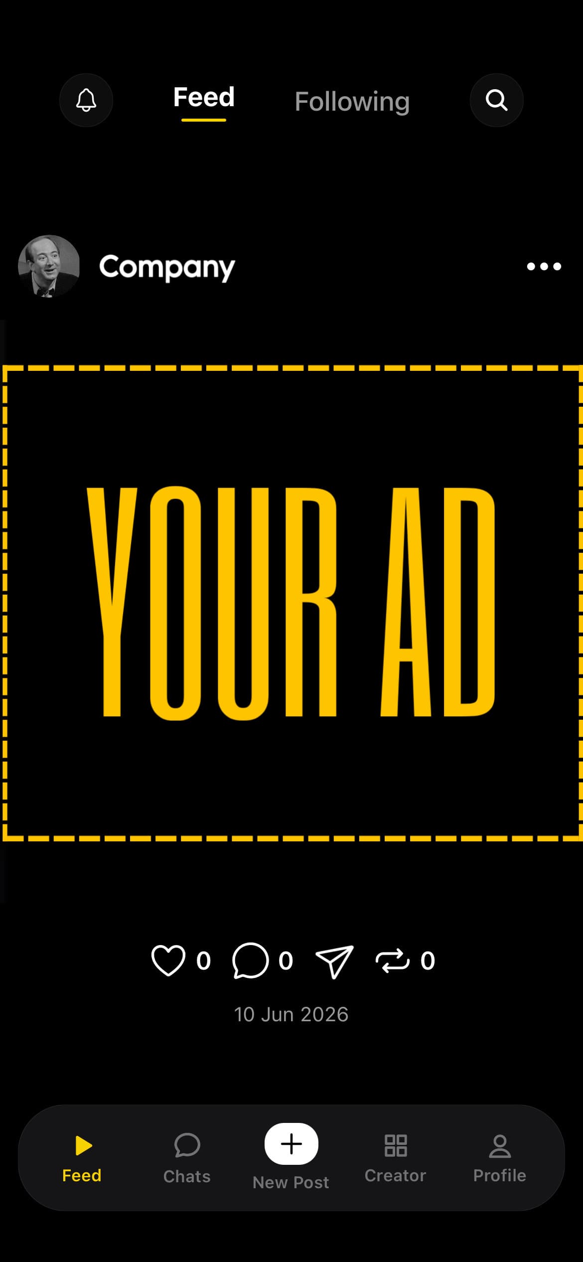 GifChat feed with native ad