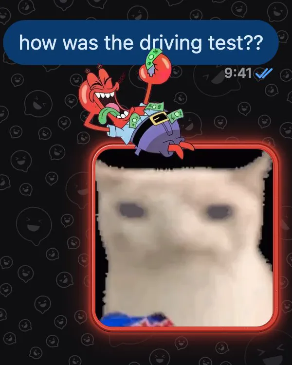 The same border: Mr. Krabs throws his head back laughing